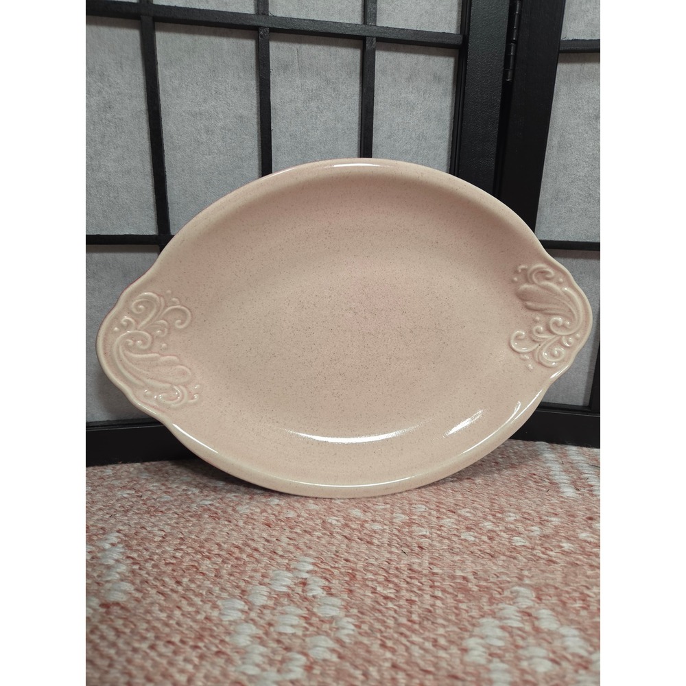 Pfaltzgraff Weir In Your Kitchen Pink Speckled Red Oval Serving Platter USA